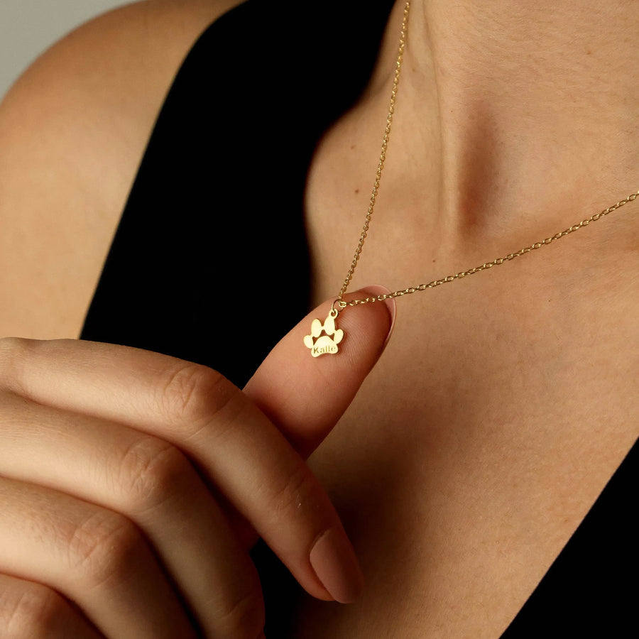 Custom Paw Name Necklace