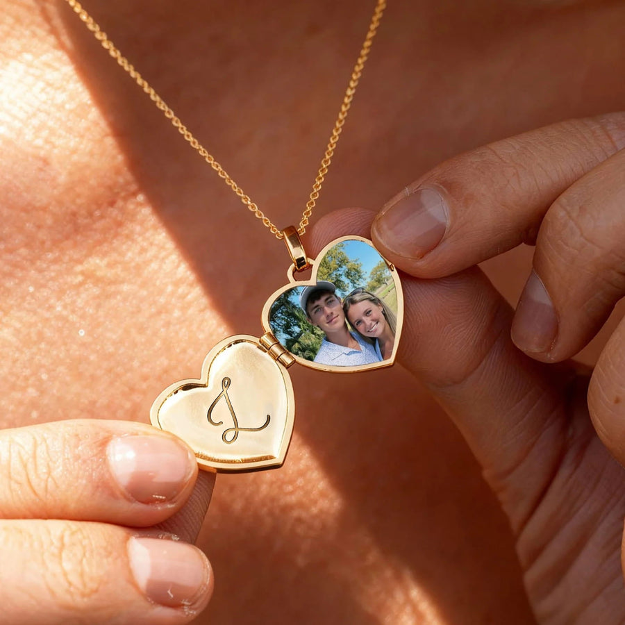 Custom Photo Heart Locket Necklace
