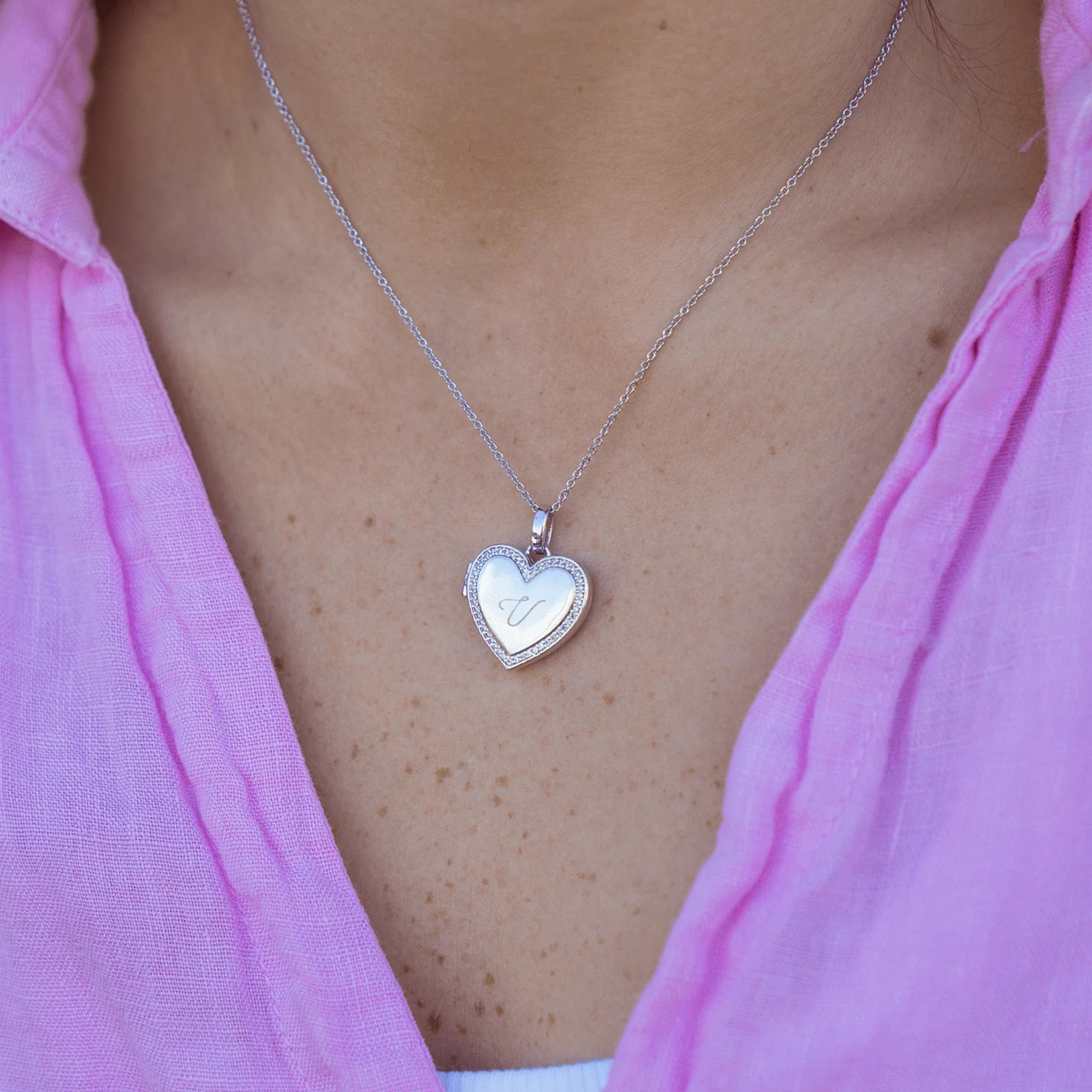Custom Photo Heart Locket Necklace