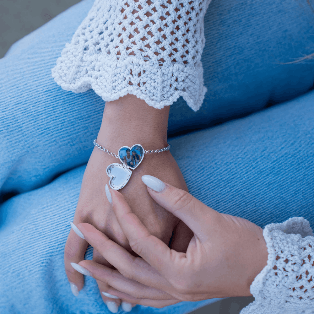 Custom Photo Heart Locket Bracelet