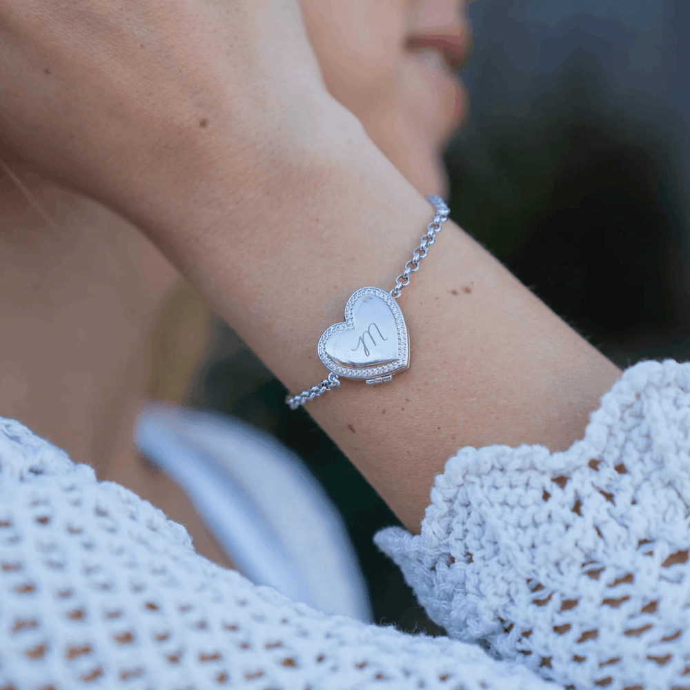 Custom Photo Heart Locket Bracelet