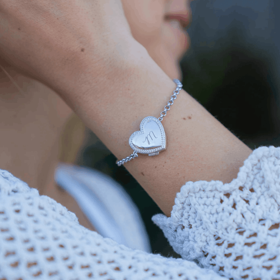 Custom Photo Heart Locket Bracelet