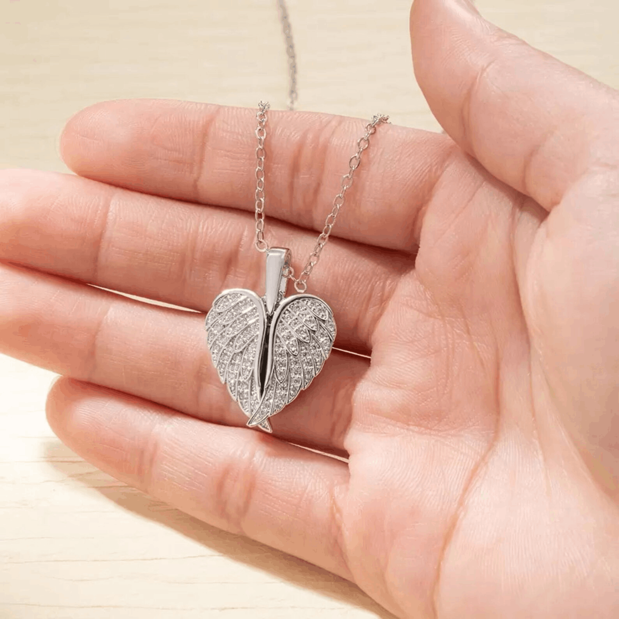 Custom Angel Wing Photo Locket Necklace