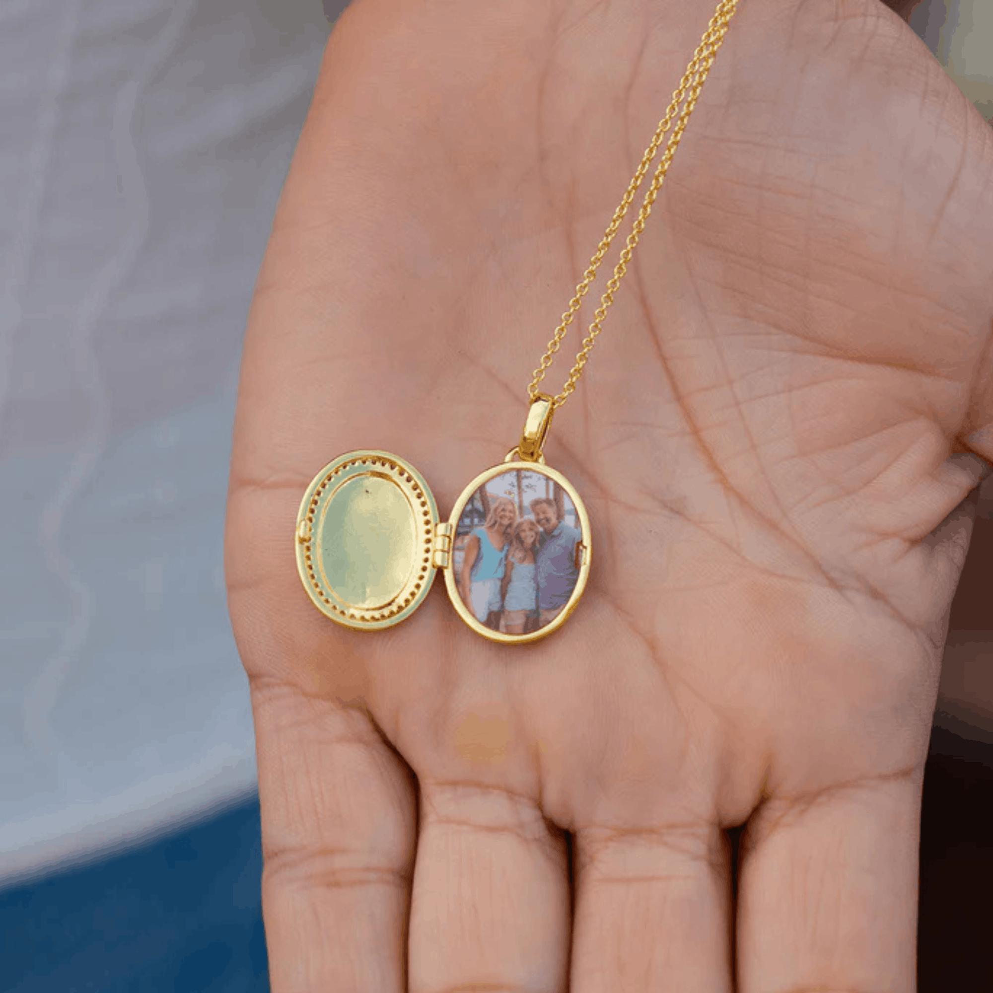 Custom Photo Oval Locket Necklace