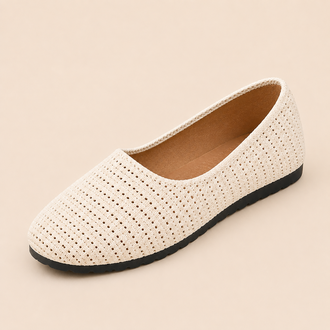 Women Hollow Knit Lightweight Walking Mule Flats