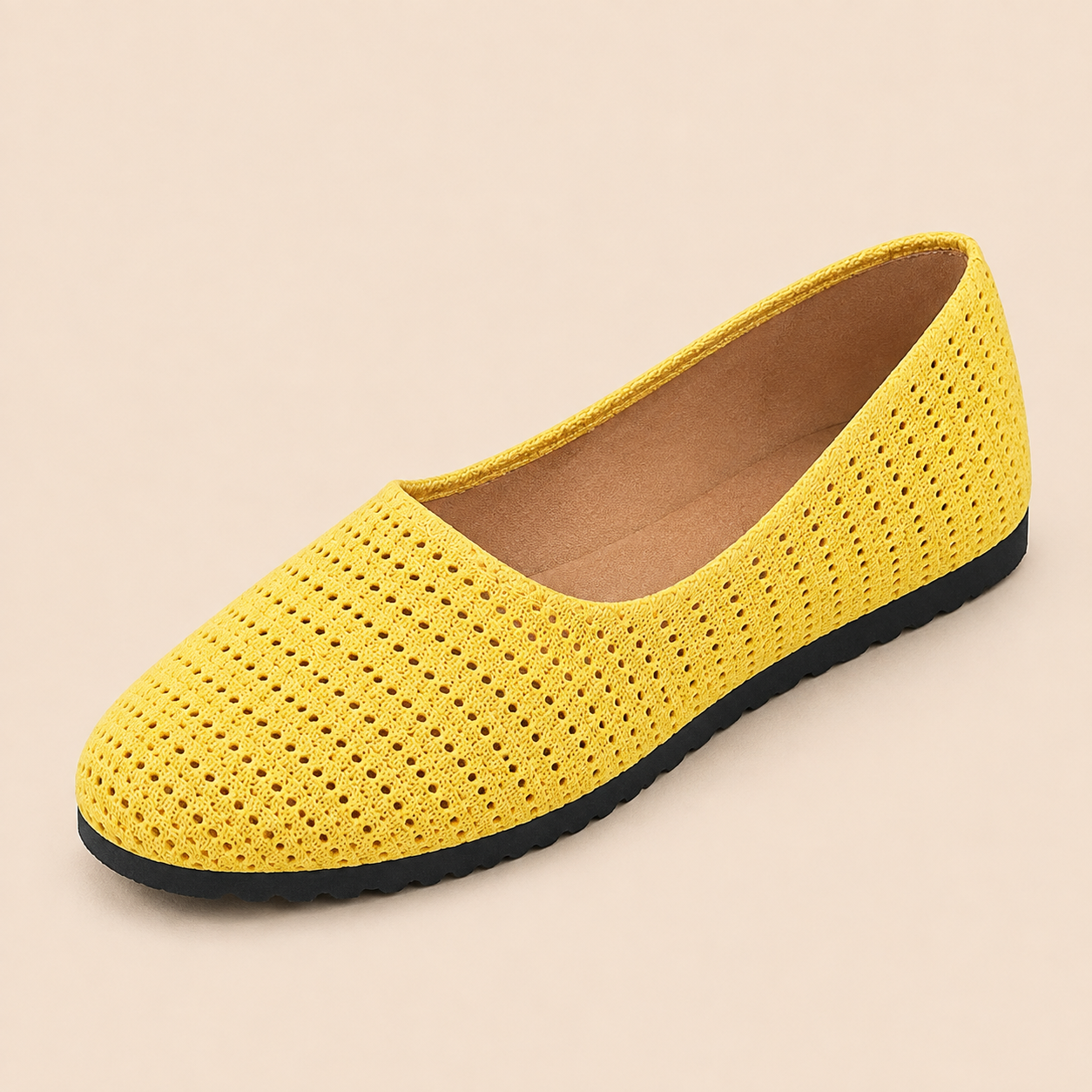 Women Hollow Knit Lightweight Walking Mule Flats