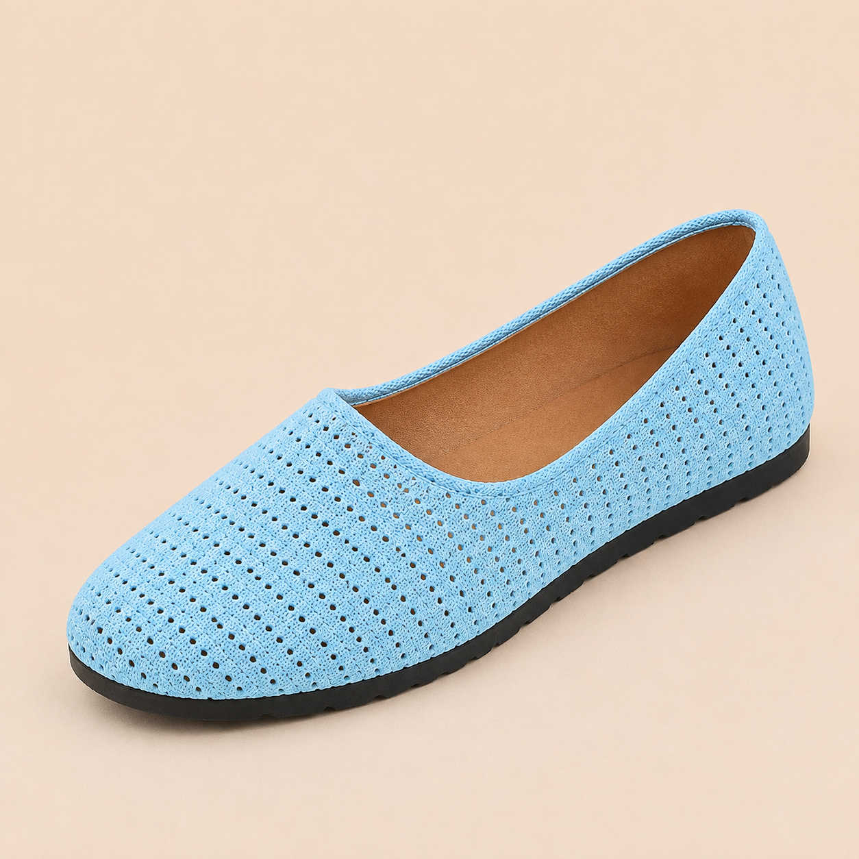 Women Hollow Knit Lightweight Walking Mule Flats