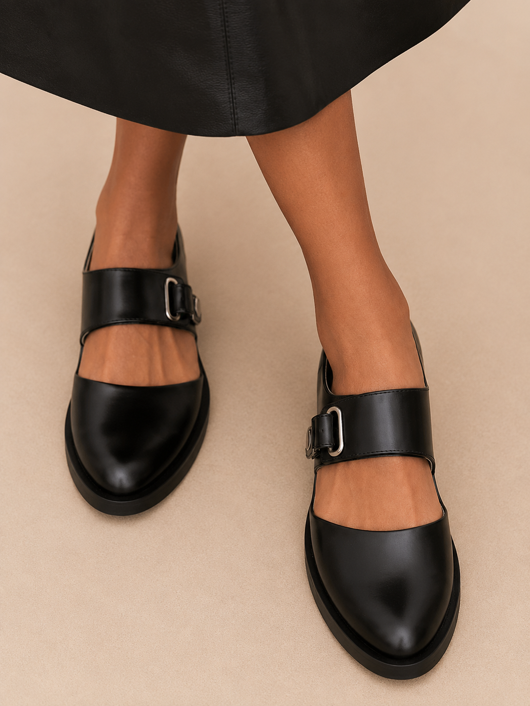 Gelina - Minimal Mary Jane Shoes With Buckle Detail