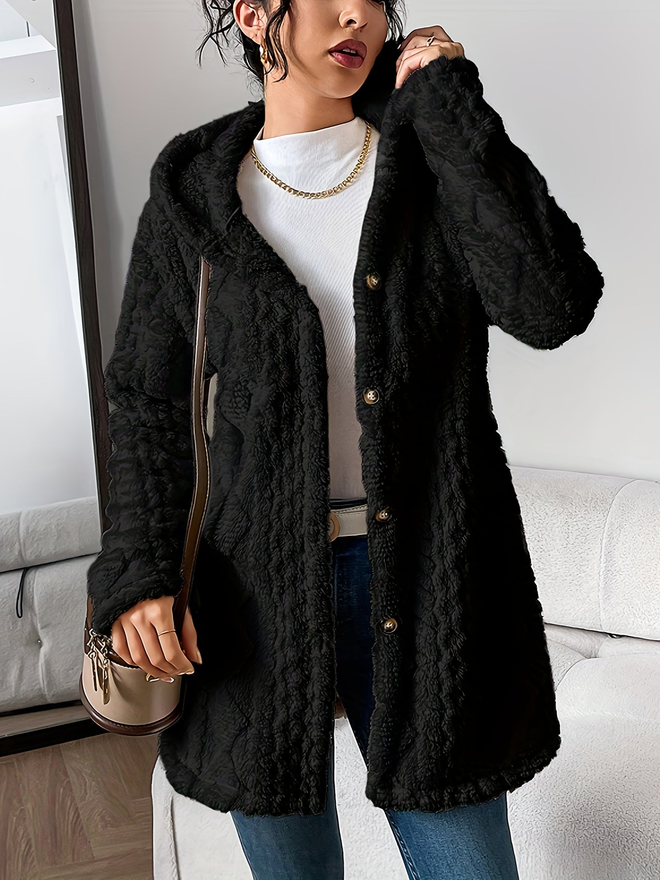 Alice | Fuzzy Fleece Button Down Cardigan