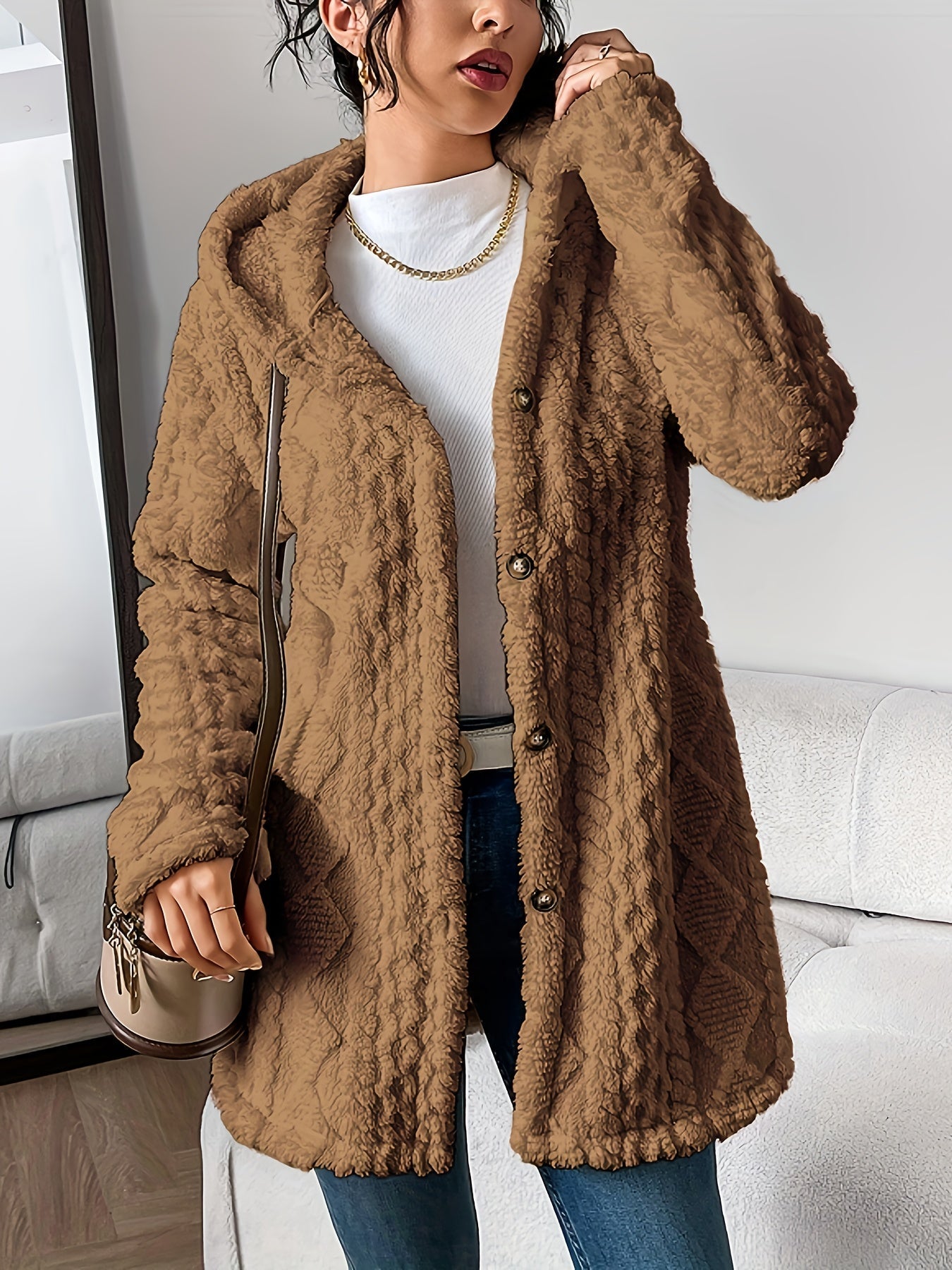 Alice | Fuzzy Fleece Button Down Cardigan