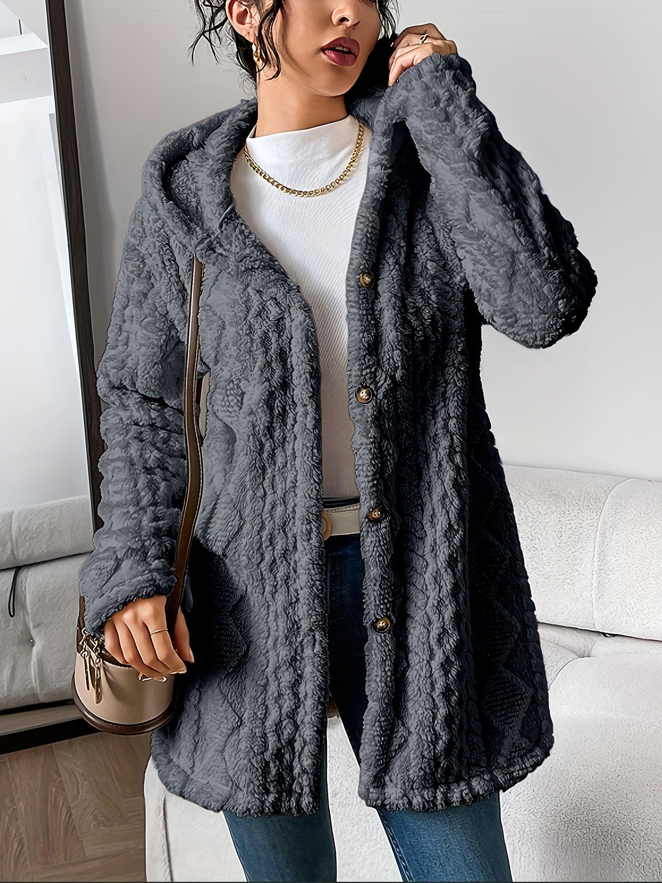Alice | Fuzzy Fleece Button Down Cardigan