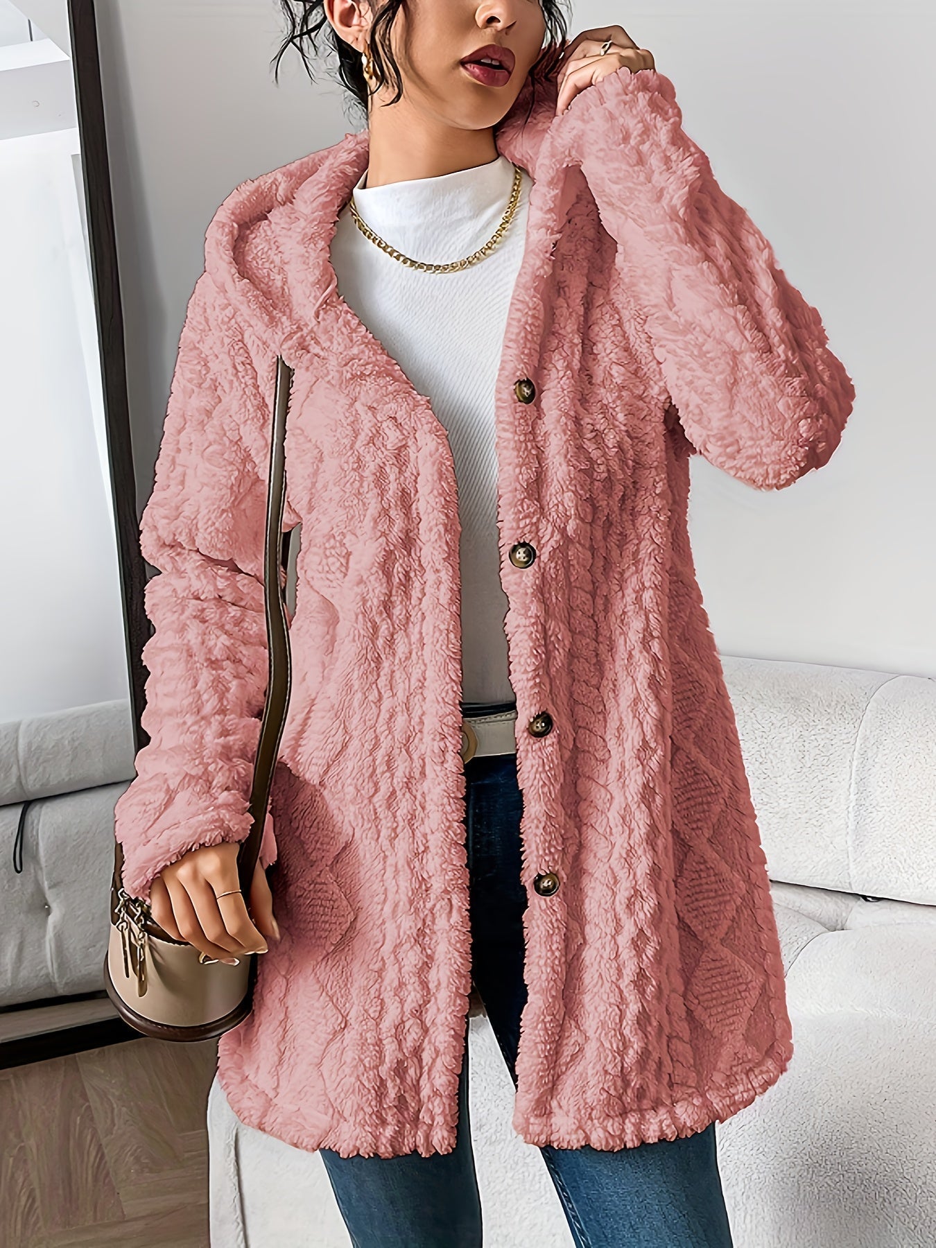 Alice | Fuzzy Fleece Button Down Cardigan