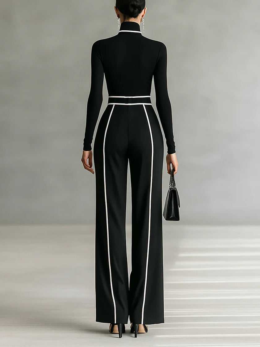 Solana | Long Sleeve Turtleneck and Wide Leg Pants Set with Belt