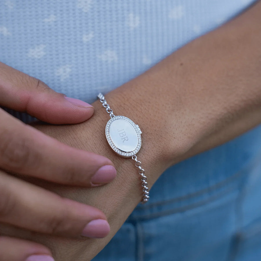Custom Photo Oval Locket Bracelet