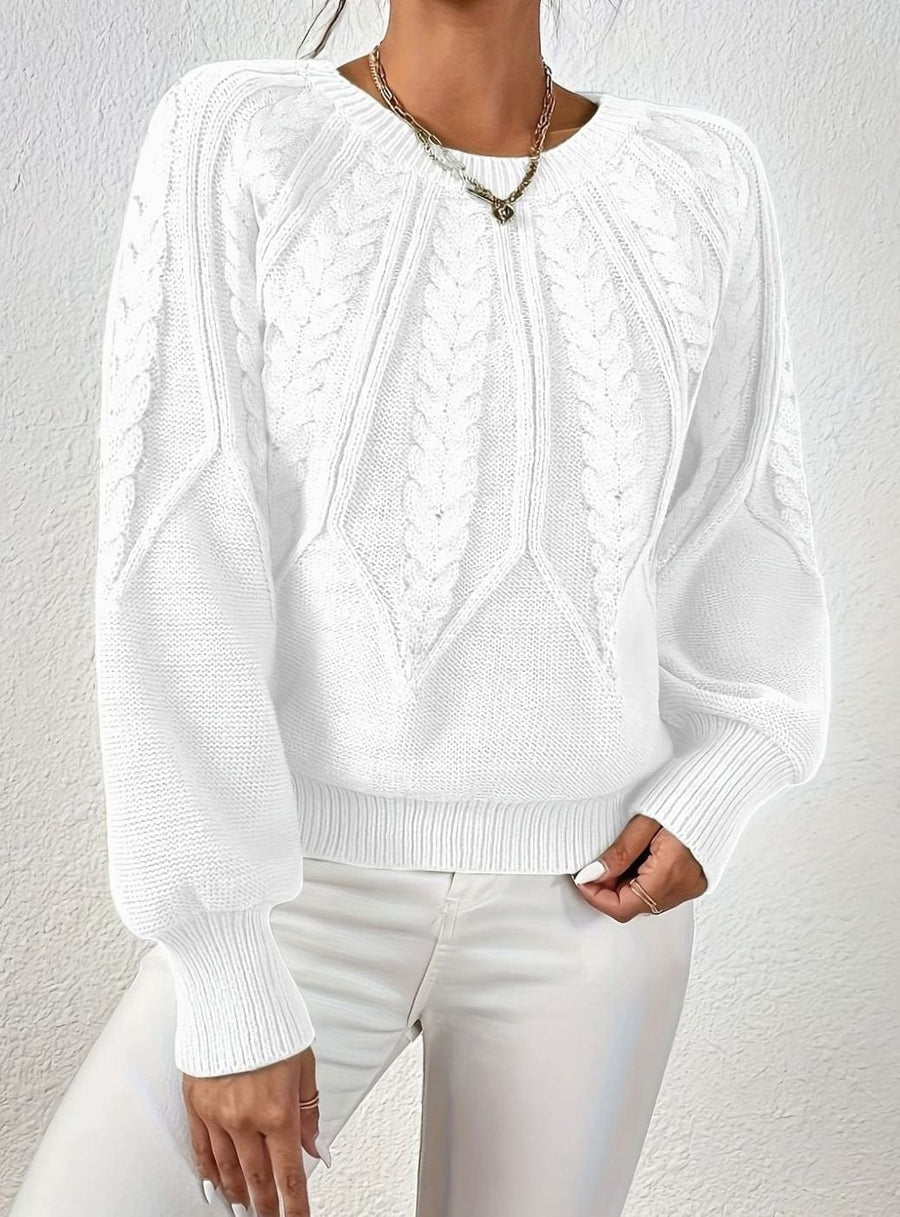 Scarlett | Women's Cable-Knit Raglan-Sleeve Round-Neck Sweater