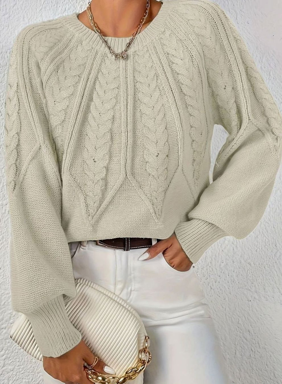 Scarlett | Women's Cable-Knit Raglan-Sleeve Round-Neck Sweater