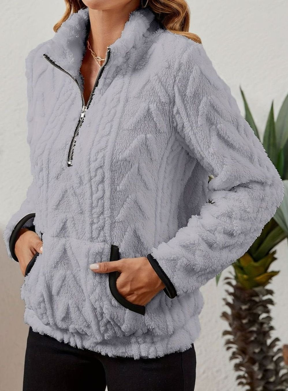 Madison | Women's Cozy Fleece Half-Zip Kangaroo Pocket Pullover Sweater