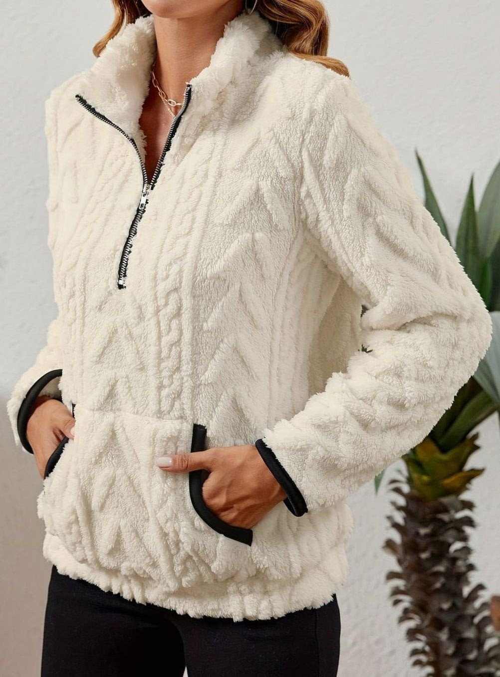 Madison | Women's Cozy Fleece Half-Zip Kangaroo Pocket Pullover Sweater