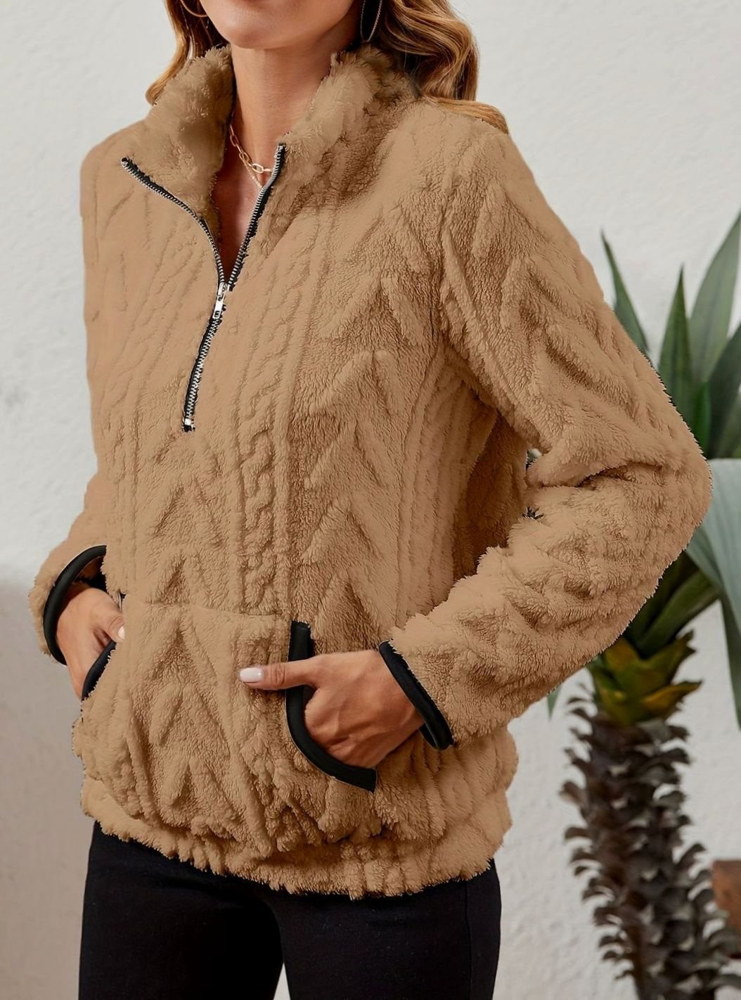 Madison | Women's Cozy Fleece Half-Zip Kangaroo Pocket Pullover Sweater