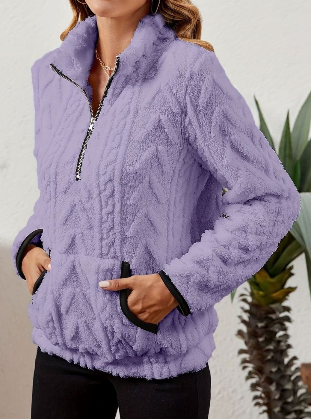 Madison | Women's Cozy Fleece Half-Zip Kangaroo Pocket Pullover Sweater
