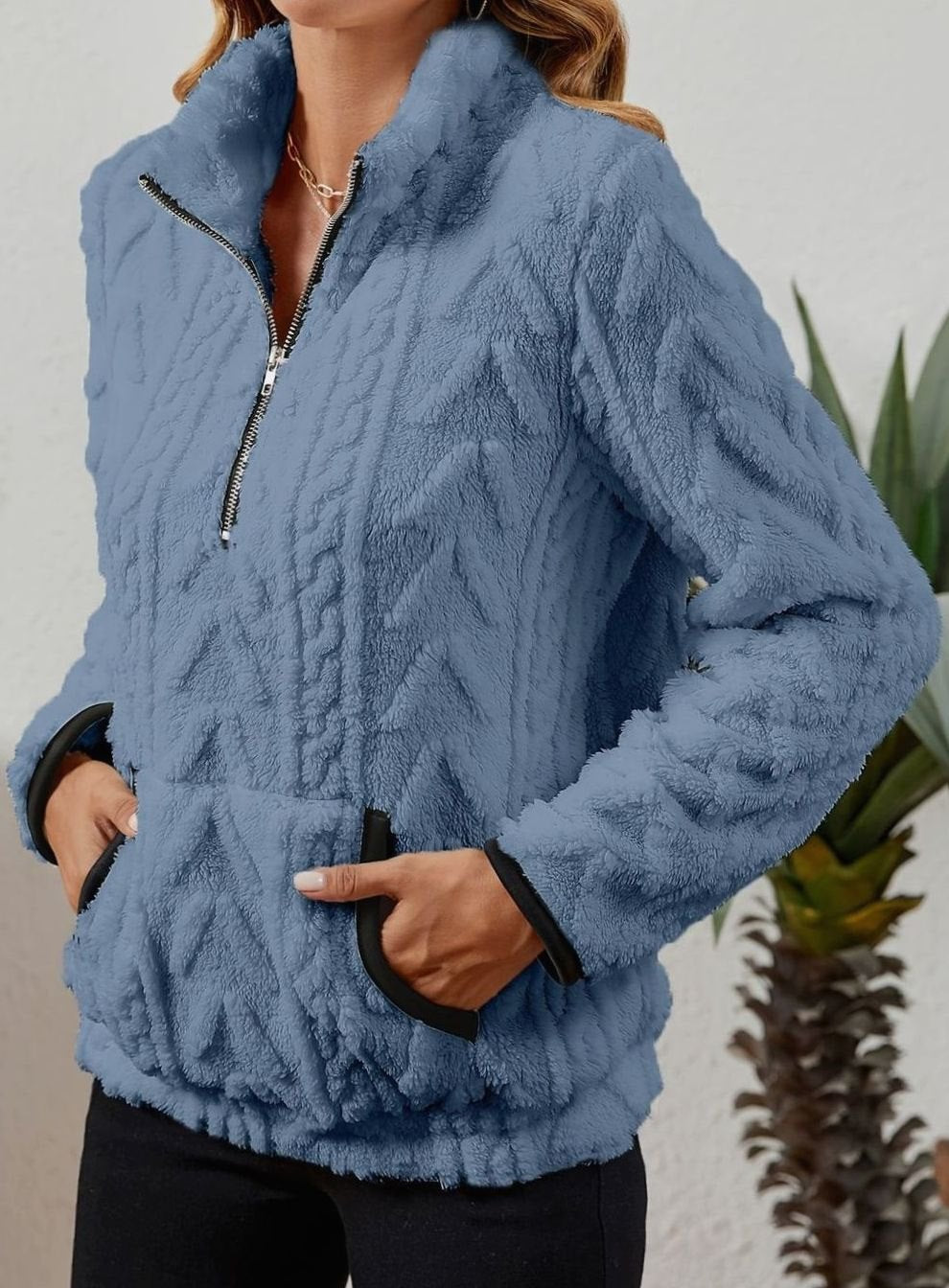 Madison | Women's Cozy Fleece Half-Zip Kangaroo Pocket Pullover Sweater