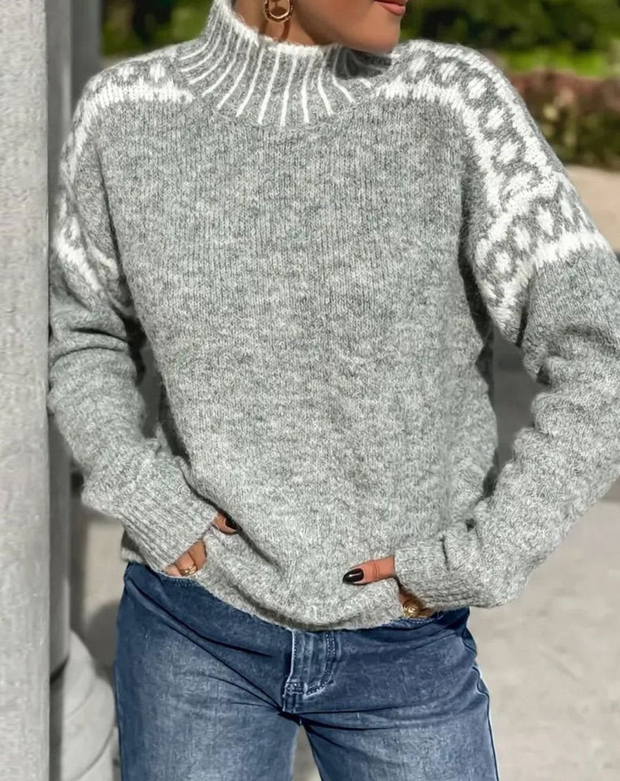 Madison | Women's Fair Isle Turtleneck Relaxed-Fit Knit Sweater