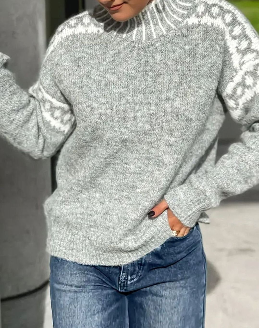 Madison | Women's Fair Isle Turtleneck Relaxed-Fit Knit Sweater