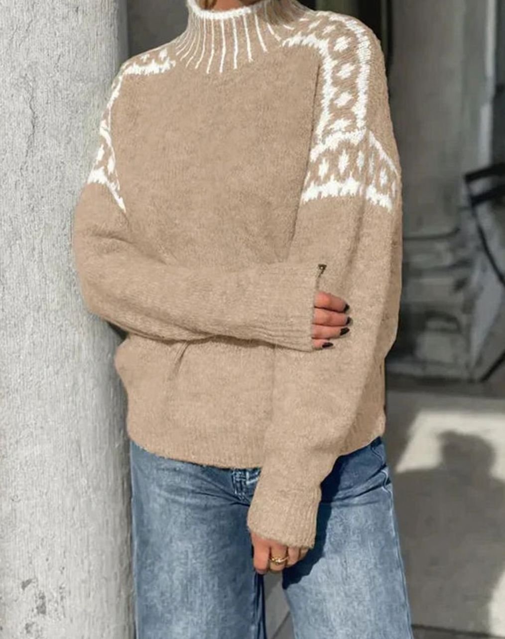 Madison | Women's Fair Isle Turtleneck Relaxed-Fit Knit Sweater