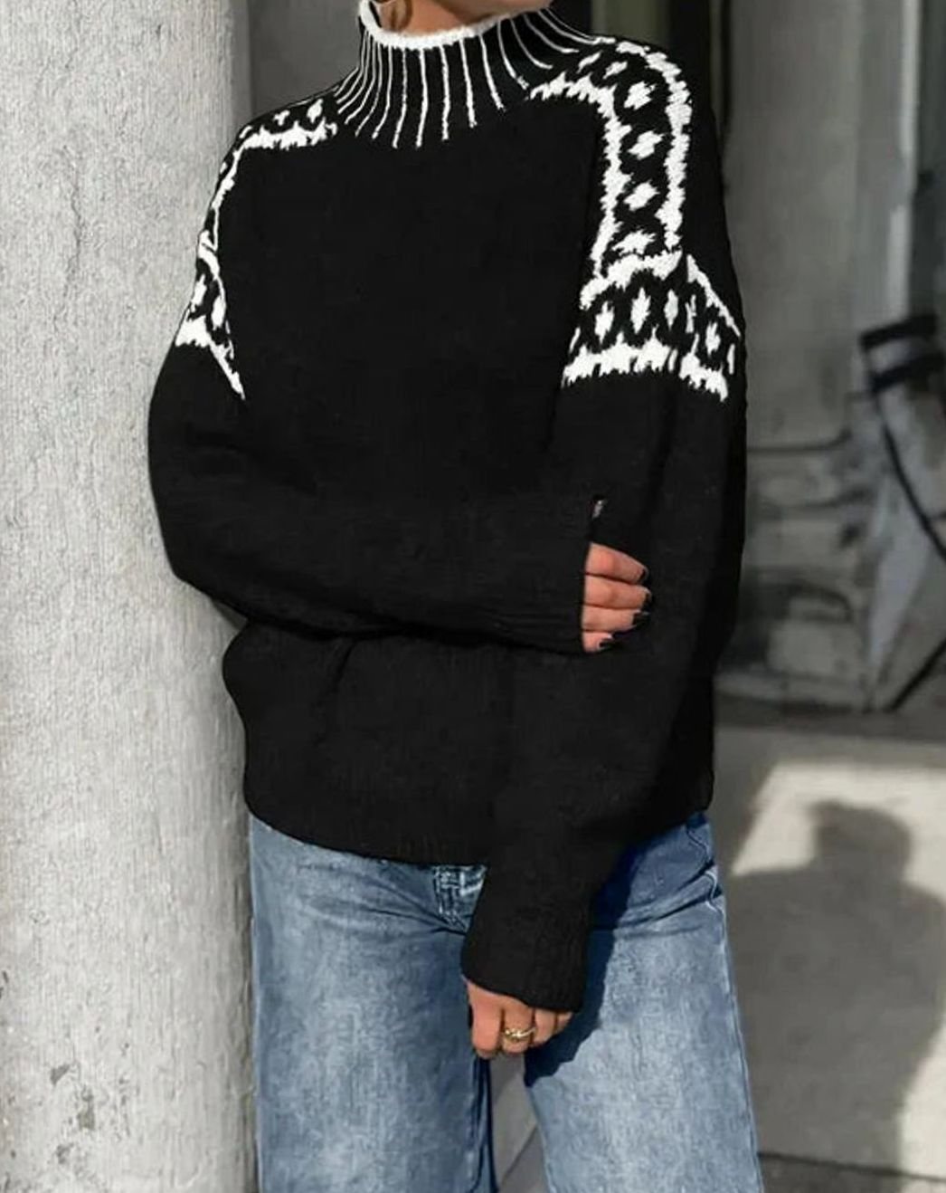 Madison | Women's Fair Isle Turtleneck Relaxed-Fit Knit Sweater