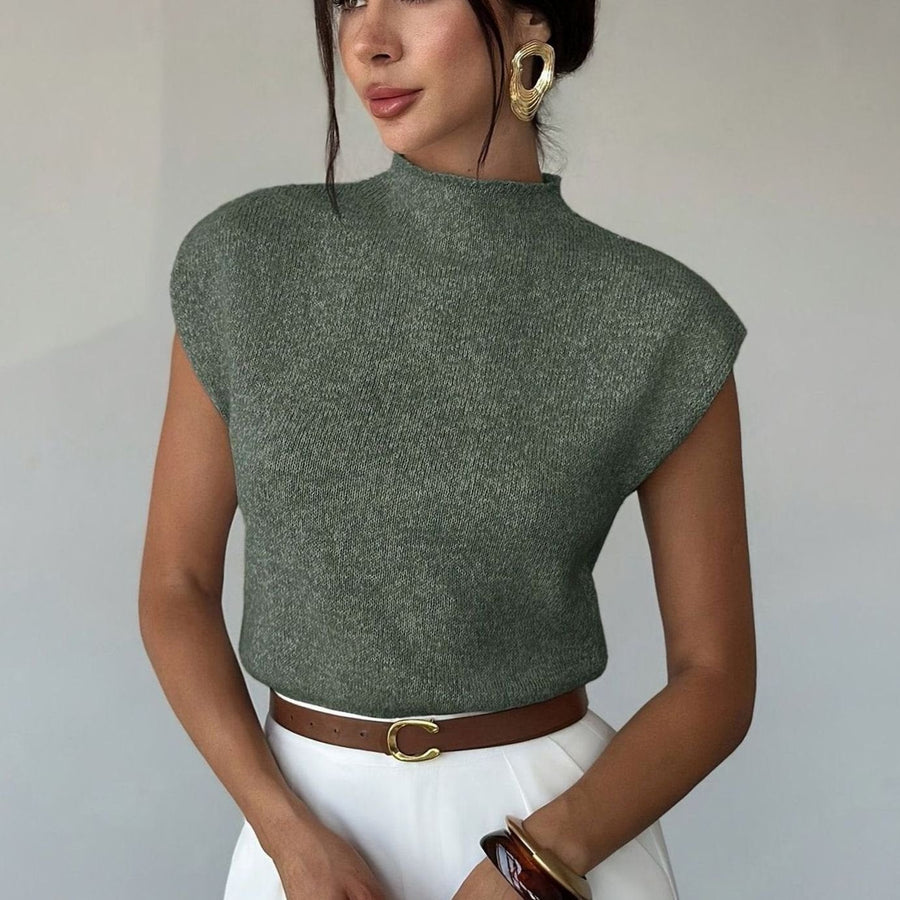 Victoria | Women's Mock Neck Sleeveless Knit Sweater Vest