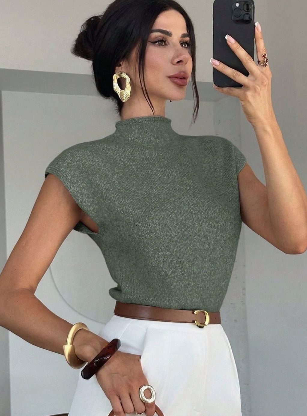 Victoria | Women's Mock Neck Sleeveless Knit Sweater Vest