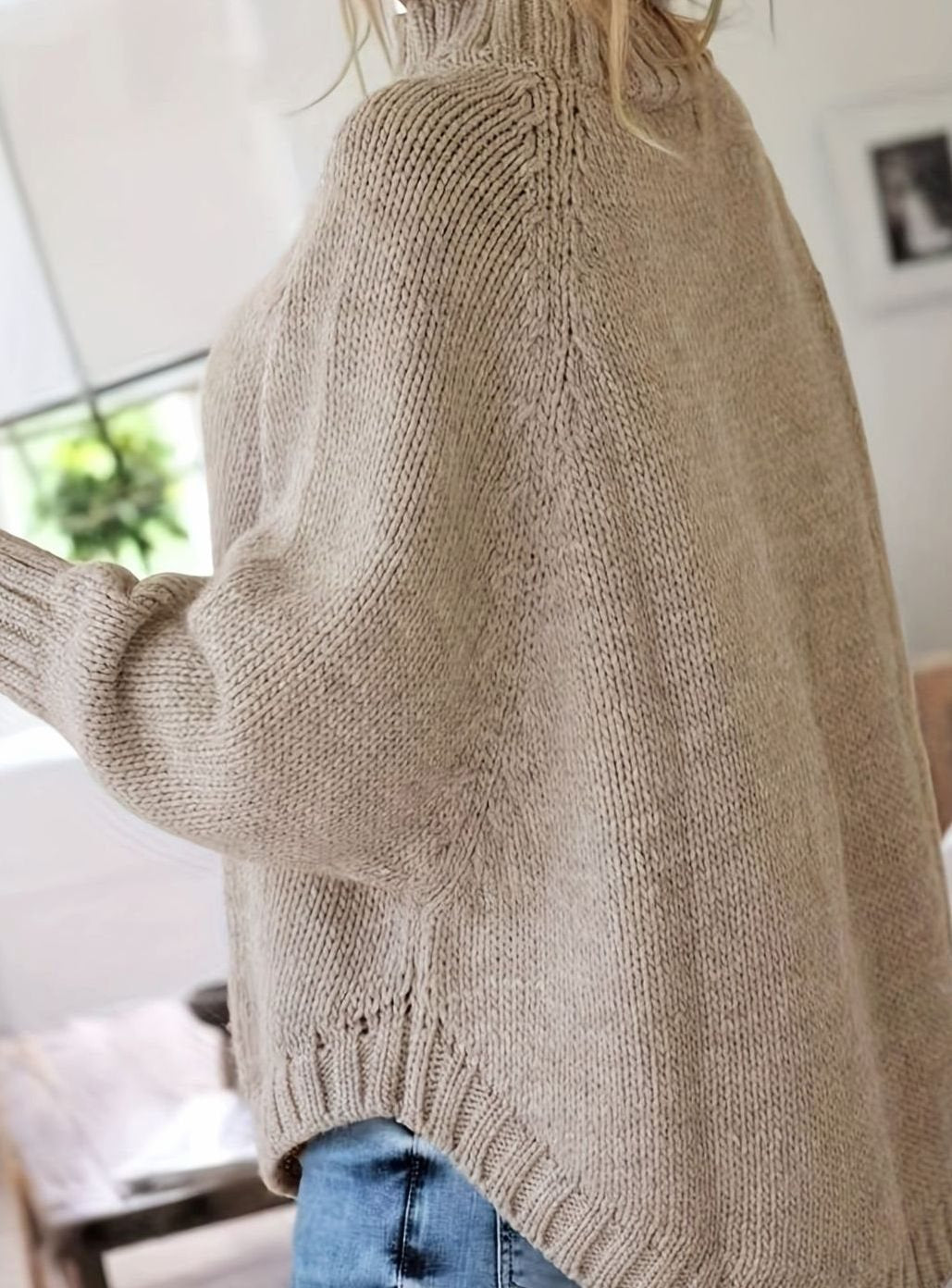 Olivia | Women's Oversized Cable Knit High-Neck Sweater