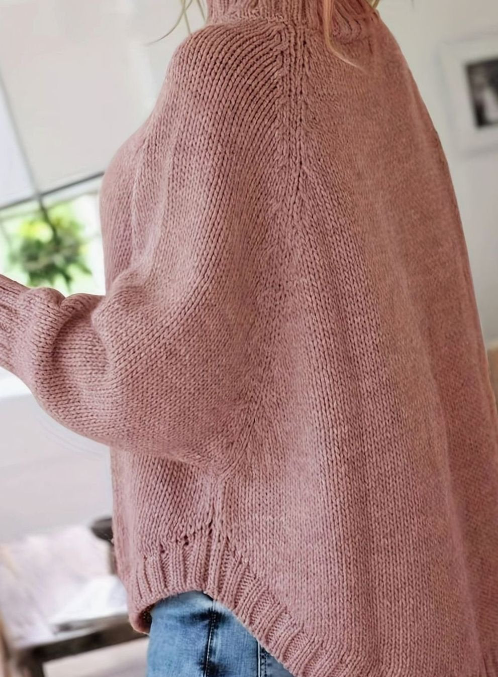 Olivia | Women's Oversized Cable Knit High-Neck Sweater
