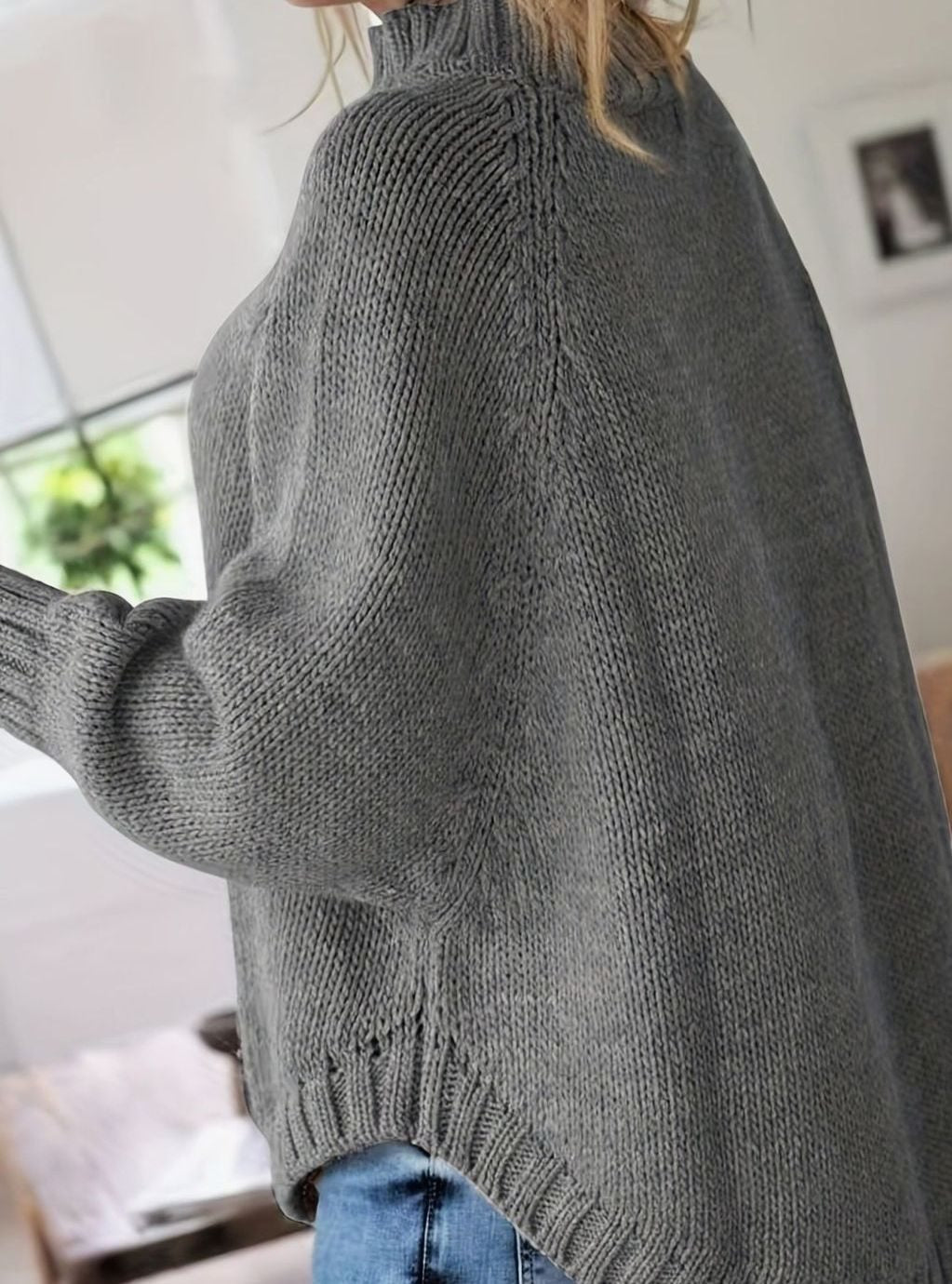 Olivia | Women's Oversized Cable Knit High-Neck Sweater