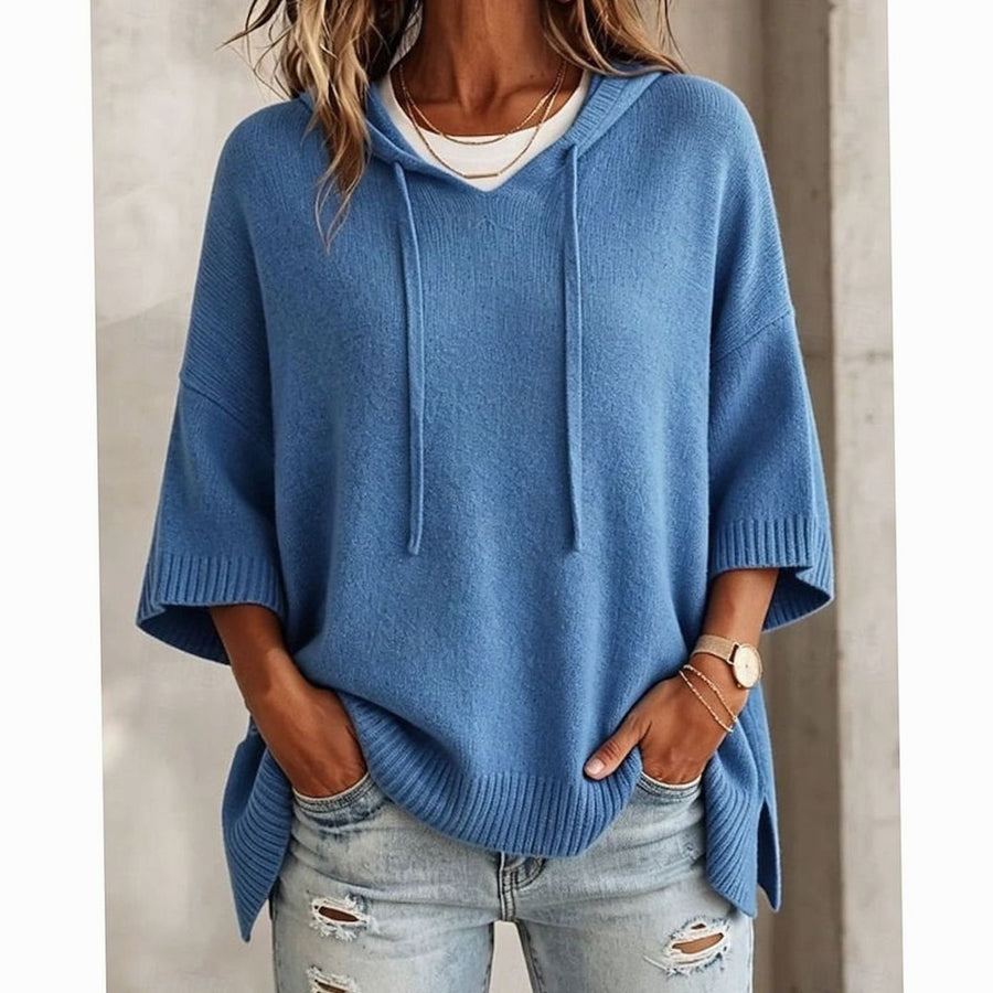 Evelyn | Women's Relaxed-Fit Hooded Drawstring Knit Sweater