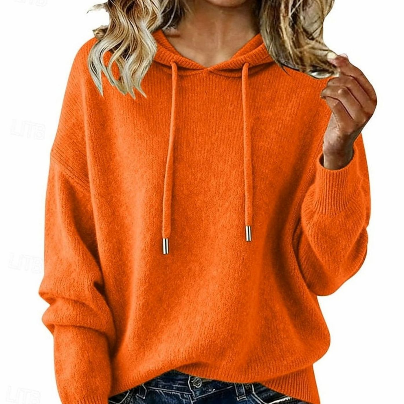 Olivia | Women's Relaxed-Fit Hooded Knit Sweater Drawstring Pullover