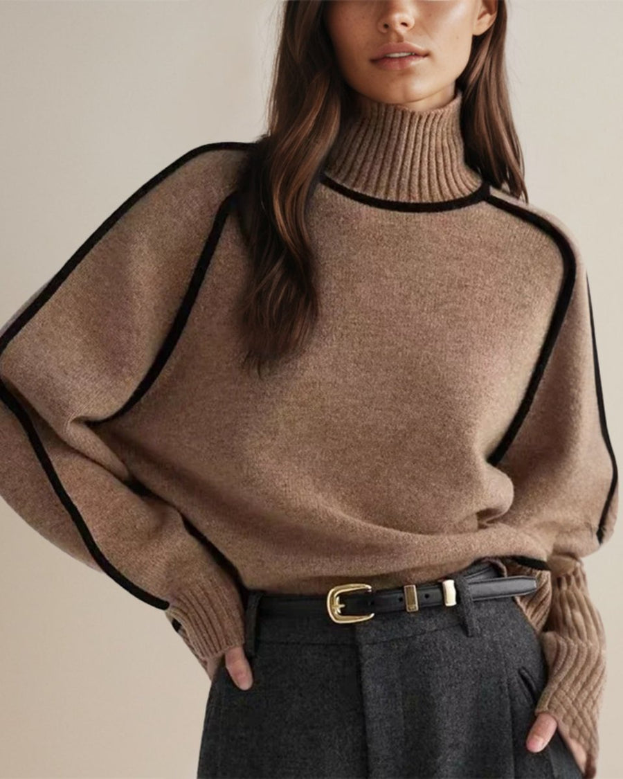 Grace | Women's Relaxed-Fit Lantern-Sleeve Knit Turtleneck Sweater