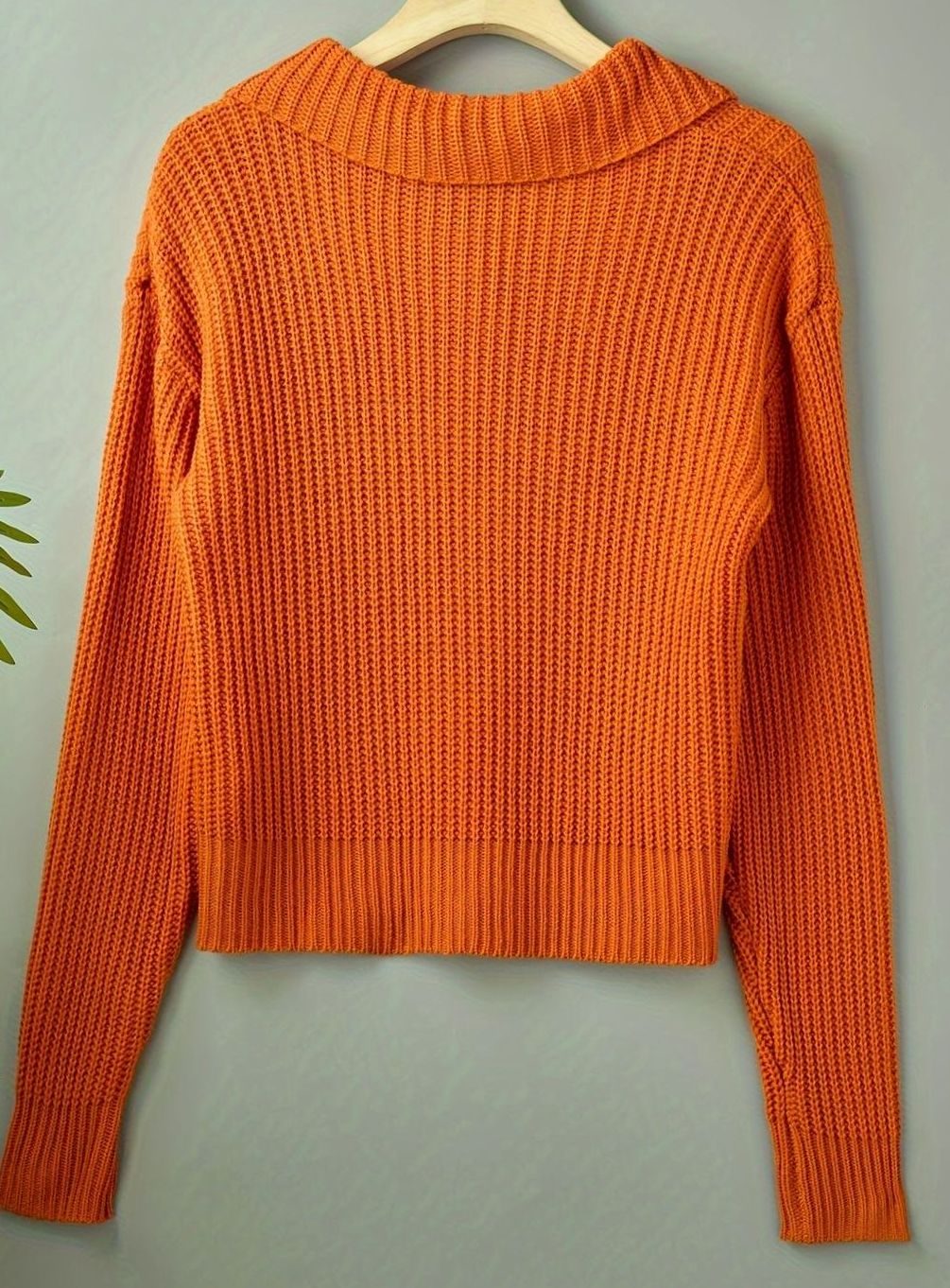 Evelyn | Women's Relaxed-Fit Ribbed Knit Sweater Folded Collar Pullover