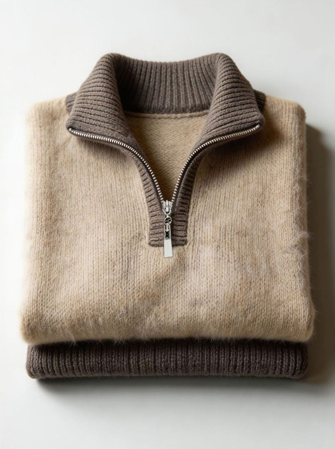 Eleanor | Women's Relaxed Half-Zip Fuzzy Knit Pullover Sweater
