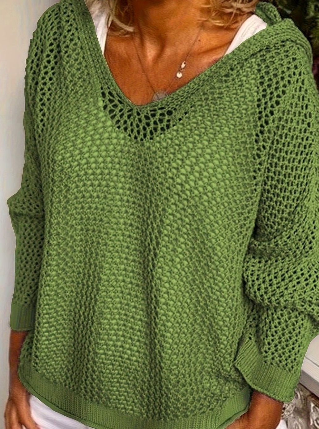 Camila | Women's Relaxed Open-Knit Hooded Sweater