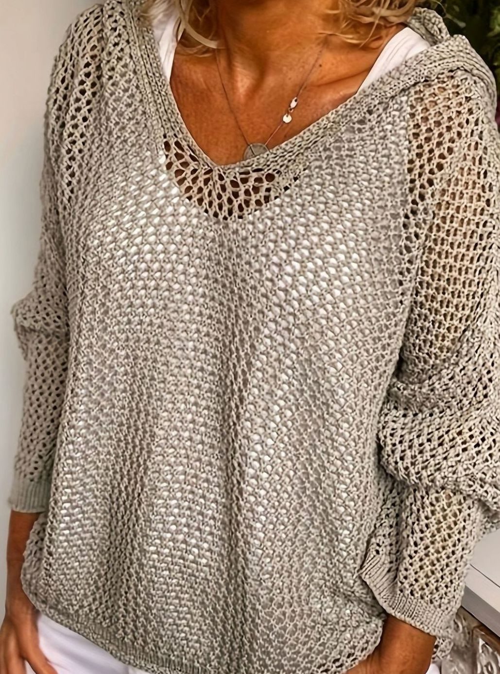 Camila | Women's Relaxed Open-Knit Hooded Sweater