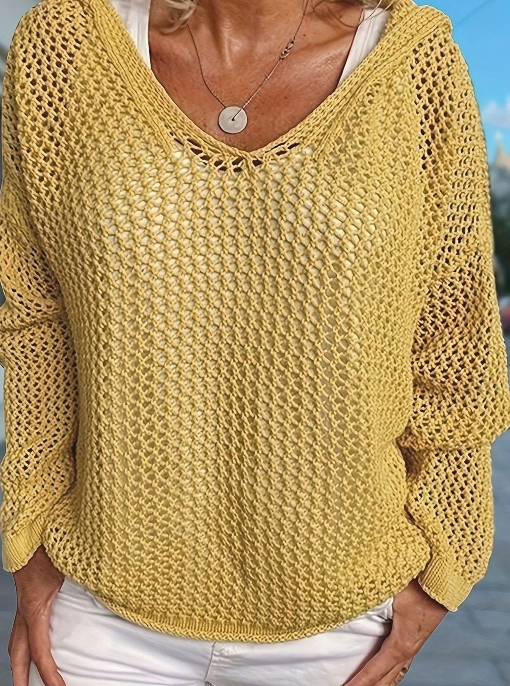 Camila | Women's Relaxed Open-Knit Hooded Sweater